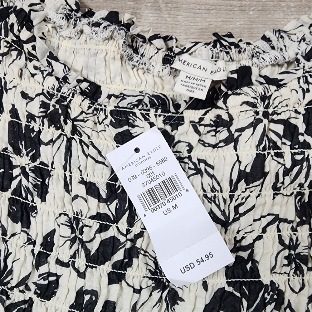 AMERICAN EAGLE Tropical Floral Hibiscus Tiered Shortsleeve Dress Medium - Picture 4 of 14